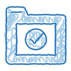 Poster - Computer Folder With Approved Mark doodle icon hand drawn illustration