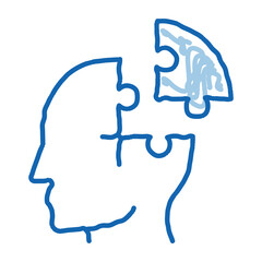 Poster - Puzzle Detail Man Silhouette Headache doodle icon hand drawn illustration