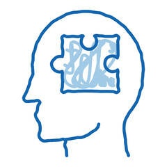 Poster - Puzzle Detail In Man Silhouette Mind doodle icon hand drawn illustration