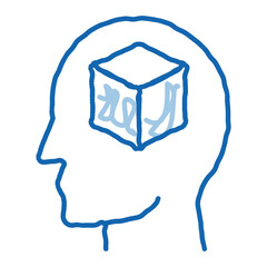 Poster - Cube Figure In Man Silhouette Mind doodle icon hand drawn illustration