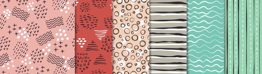 Sticker - Modern doodle seamless pattern. Hand drawn contemporary textures, abstract prints vector collection