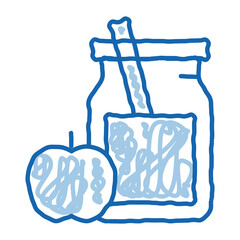 Poster - Jar with Healthy Drink and Apple Biohacking doodle icon hand drawn illustration