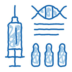 Poster - Syringe with Ampoules Biohacking doodle icon hand drawn illustration