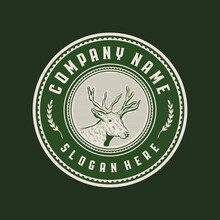 Deer Head Vintage Circle Badge Logo