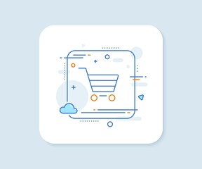 Aufkleber - Shopping cart line icon. Abstract square vector button. Online buying sign. Supermarket basket symbol. Market sale line icon. Quality concept badge. Vector