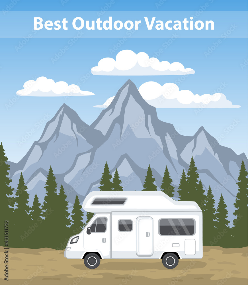 Animated Rv Travel Family vacation Road trip .camper motorhome rv traveler journey to ...