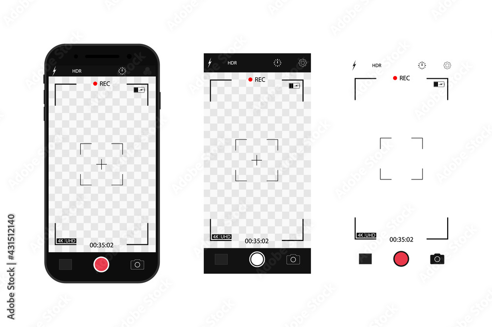 Phone Camera Hud Camera interface in phone screen. Photo, video ui in cellphone. App for ...
