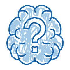 Canvas Print - Brain And Question Mark doodle icon hand drawn illustration