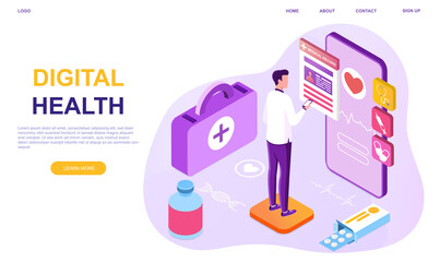 Wall Mural - Digital health. Online doctor at work, hero images