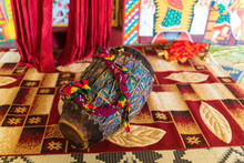 Religious Drum, Musical Instrument Inside Entos Eyesu UNESCO Monastery Situated On Small Island On Lake Tana Near Bahir Dar. Ethiopia Africa