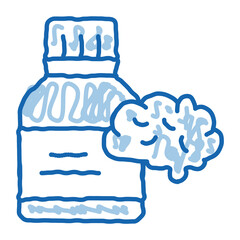 Poster - Bottle Pills Brain doodle icon hand drawn illustration