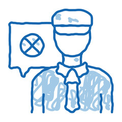 Poster - Policeman Denial doodle icon hand drawn illustration