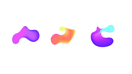 Poster - Abstract Set Liquid Color Collection Geometric Shapes Fluid Gradient Dynamic Elements Banner Logo Vector Desgin Style Trendy