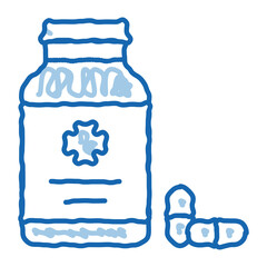 Canvas Print - Pills Bottle doodle icon hand drawn illustration