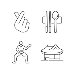 Poster - Symbols of Korea linear icons set