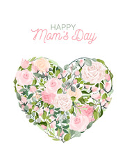 Wall Mural - Happy Mothers Day lettering. Handmade calligraphy vector illustration. Mother's day card with flowers
