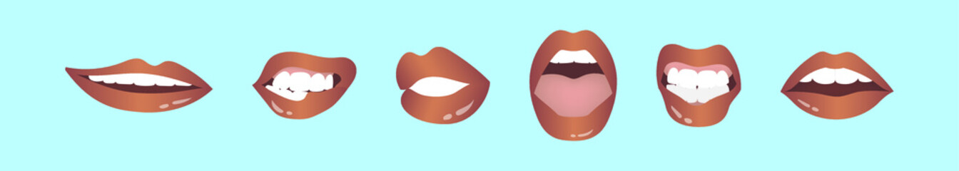 set of mouth cartoon icon design template with various models. vector illustration isolated on blue background