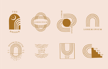 Wall Mural - collection of line design with curve,rainbow.editable vector illustration for website, sticker, tatt