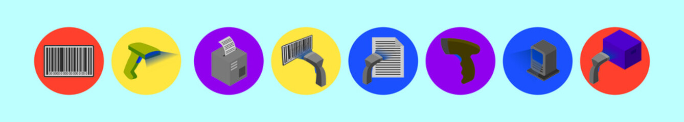Wall Mural - set of barcode scanners cartoon icon design template with various models. vector illustration isolated on blue background