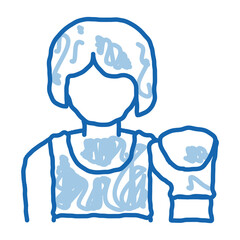 Sticker - Boxer Woman doodle icon hand drawn illustration