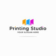 Printing studio logo. Printing company sign white