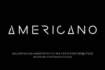 Fototapete - minimal alphabet font, dark  style  vector background, typeface design