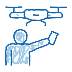 Wall Mural - Human And Drone doodle icon hand drawn illustration