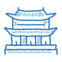 Wall Mural - Korean Building doodle icon hand drawn illustration