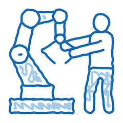Poster - Man And Robot Arm doodle icon hand drawn illustration