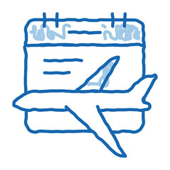 Poster - Plane Fly Calendar Date doodle icon hand drawn illustration