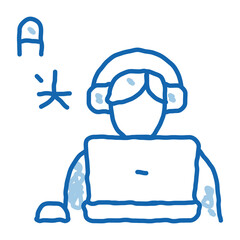 Aufkleber - Human Learn Foreign Language doodle icon hand drawn illustration