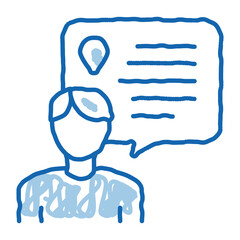 Sticker - Human Talking About Location doodle icon hand drawn illustration