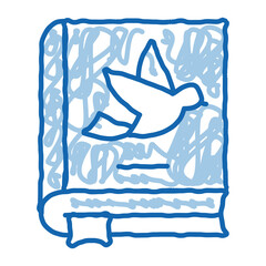 Poster - Bird On Ornithology Book doodle icon hand drawn illustration