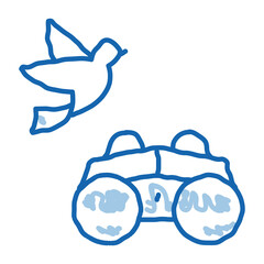 Poster - Binocular For Watching Bird doodle icon hand drawn illustration
