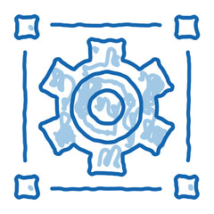 Aufkleber - Mechanical Gear doodle icon hand drawn illustration