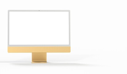 Realistic flat screen computer monitor 3de style mockup with blank screen isolated 3d