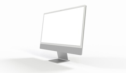 Realistic flat screen computer monitor 3de style mockup with blank screen isolated 3d