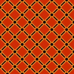 Poster - Orange seamless ornament. Diagonal same rhombuses in vector.