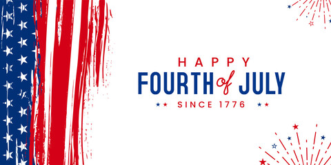 Wall Mural - Happy fourth of July since 1776, grunge greeting, banner design. Vector illustration. 
