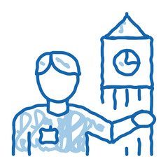 Poster - Guide near Big Ben doodle icon hand drawn illustration
