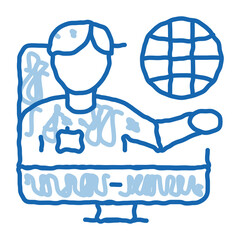 Poster - Online Computer Guide doodle icon hand drawn illustration