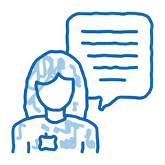 Sticker - Female Worker Talk doodle icon hand drawn illustration