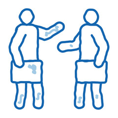 Poster - meeting of two working people doodle icon hand drawn illustration