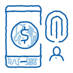 Poster - fingerprint access to accounts doodle icon hand drawn illustration