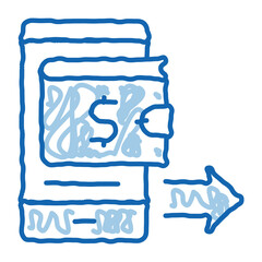 Poster - card payment via smartphone doodle icon hand drawn illustration