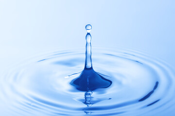 Wall Mural - Drop of water. Water droplet falling impact with water surface. causing rings on water surface..