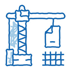 Fototapete - construction crane doodle icon hand drawn illustration