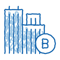 Fototapete - built residential buildings doodle icon hand drawn illustration