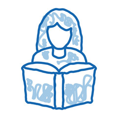 Poster - reading girl doodle icon hand drawn illustration