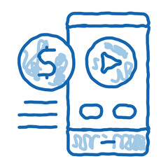 Poster - selling phone player doodle icon hand drawn illustration